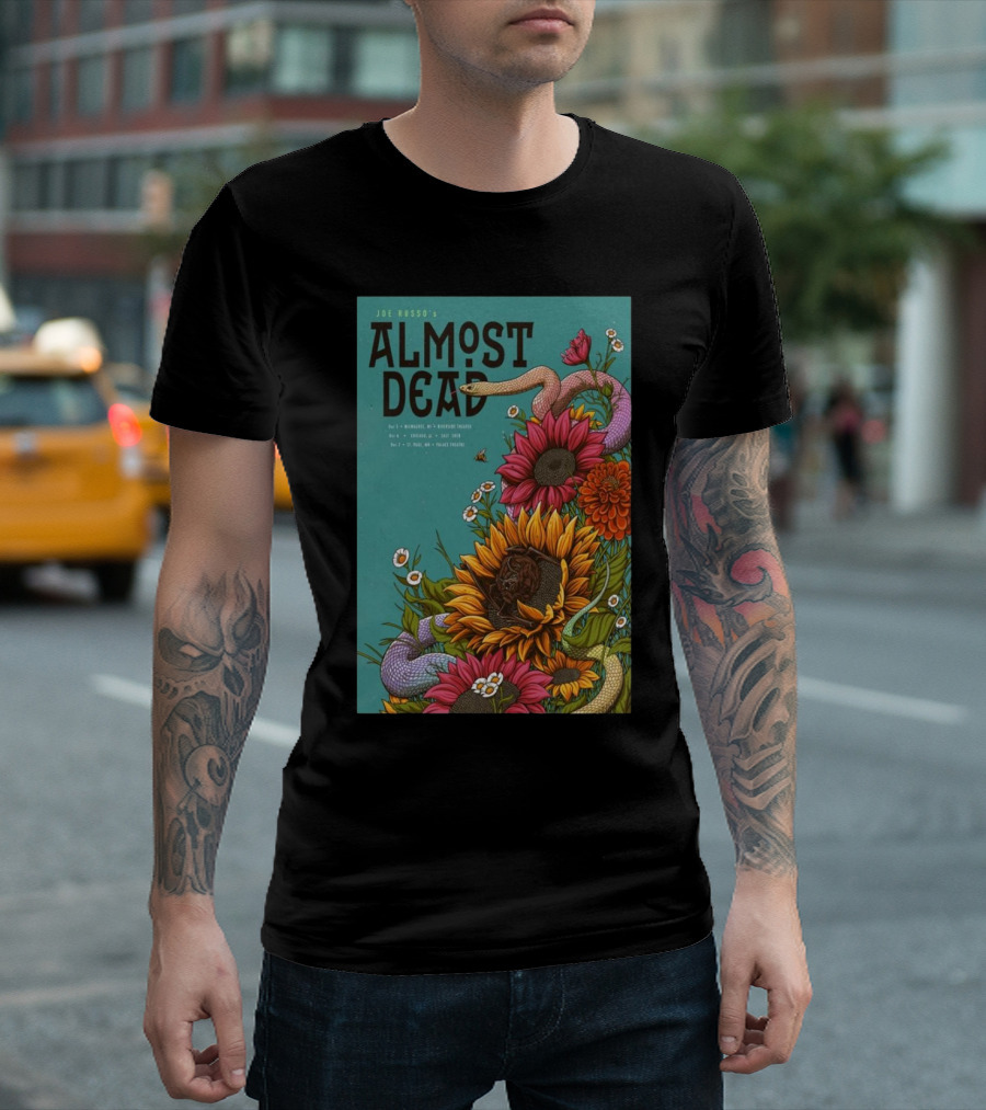 Joe Russo’s Almost Dead Tour Vibrant Floral And Snake T-Shirt