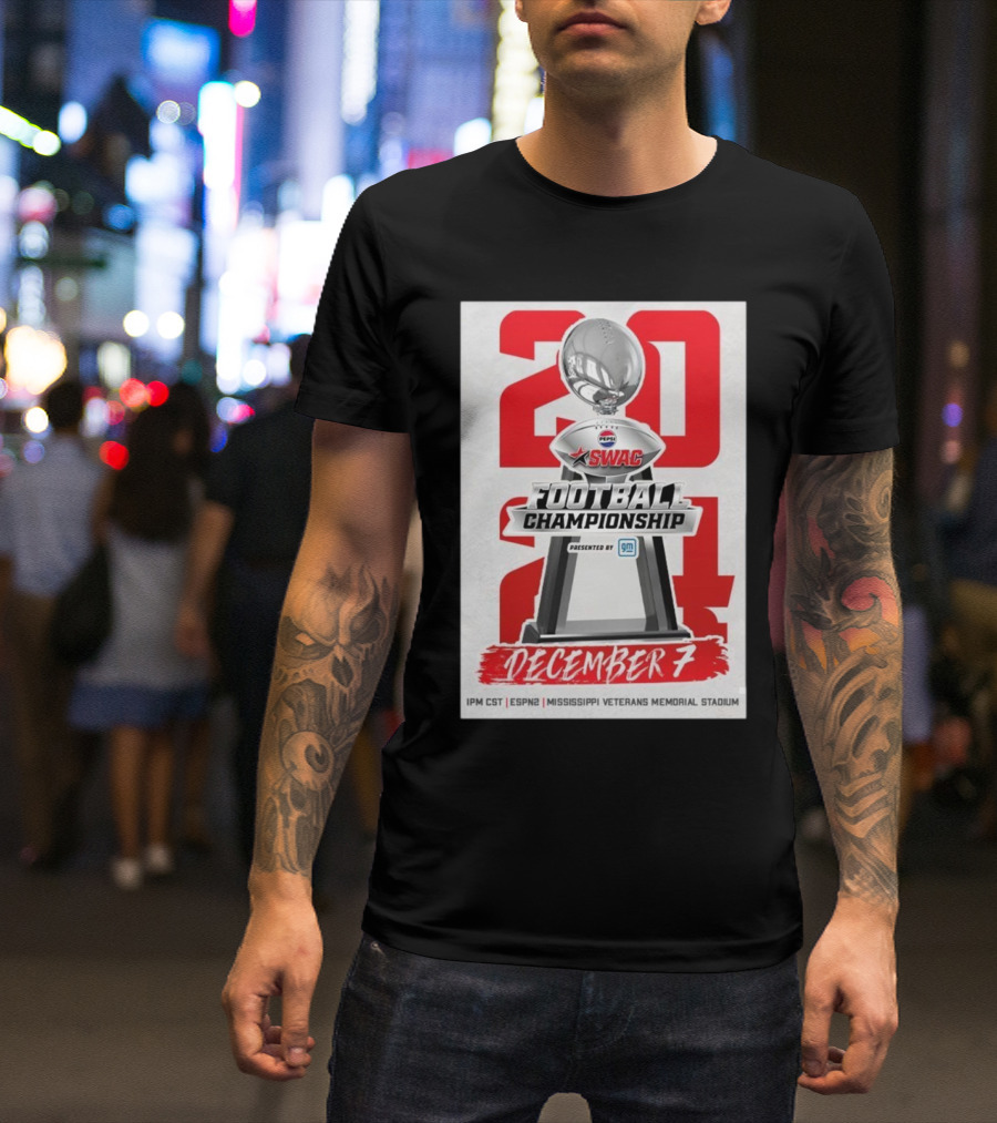 Southern Jaguars Vs Jackson State Tigers SWAC Football Championship December 7 2024 Mississippi Veterans Memorial Stadium ESPN2 1PM CST T-Shirt
