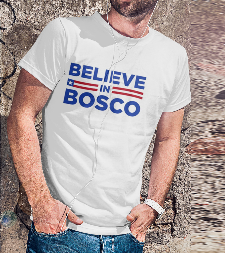 Rico Bosco Believe In Bosco American Flag Stripes Patriot T-Shirt