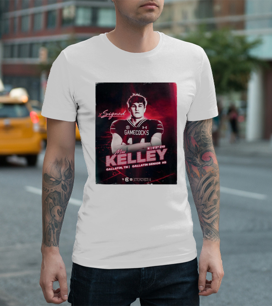 Signed South Carolina Gamecocks Max Kelley Kicker Gallatin TN Gallatin Senior HS T-Shirt