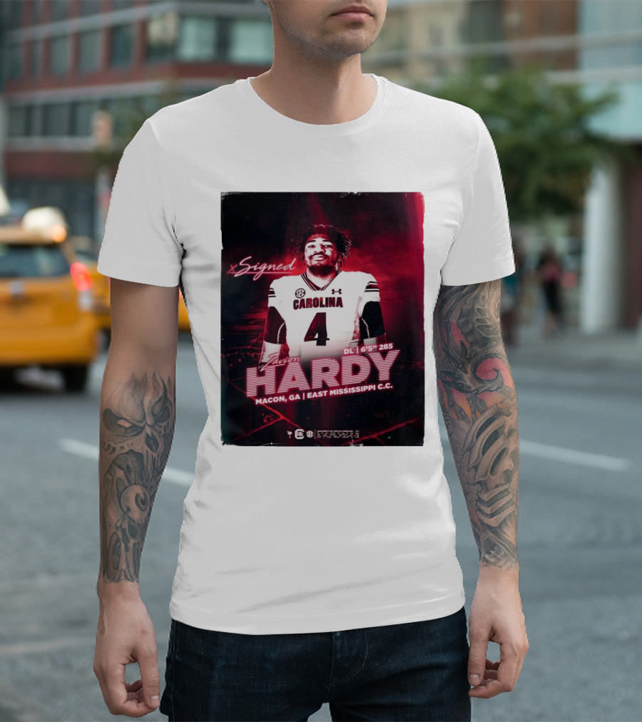 Signed Zavion Hardy South Carolina Gamecocks Macon GA East Mississippi DL T-Shirt