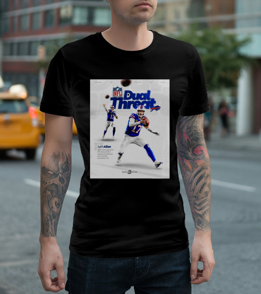 Josh Allen Buffalo Bills Dual Threat NFL Iconic Career Games With Passing Touchdowns T-Shirt