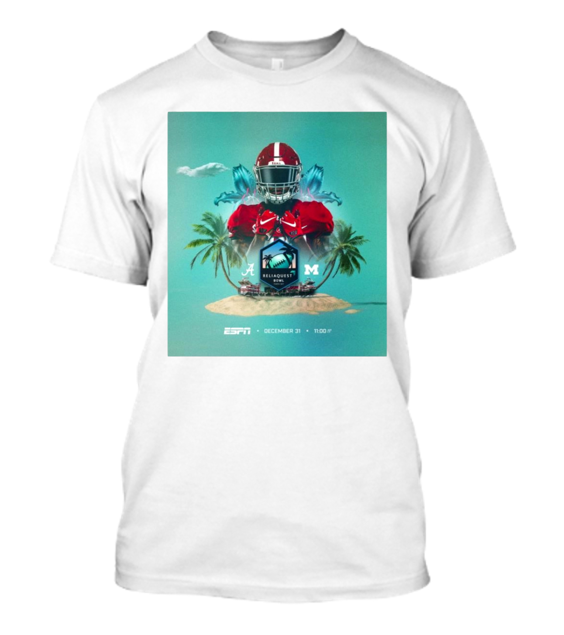 Alabama Crimson Tide Vs Michigan Wolverines Reliaquest Bowl ESPN December 31 11:00 Iconic Football Showdown Tropical T-Shirt