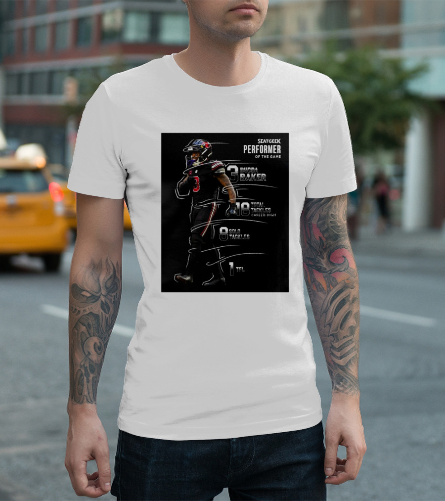 SEATGEEK Performer 3 Budda Baker 18 Total Tackles Career-High Arizona Cardinals T-Shirt