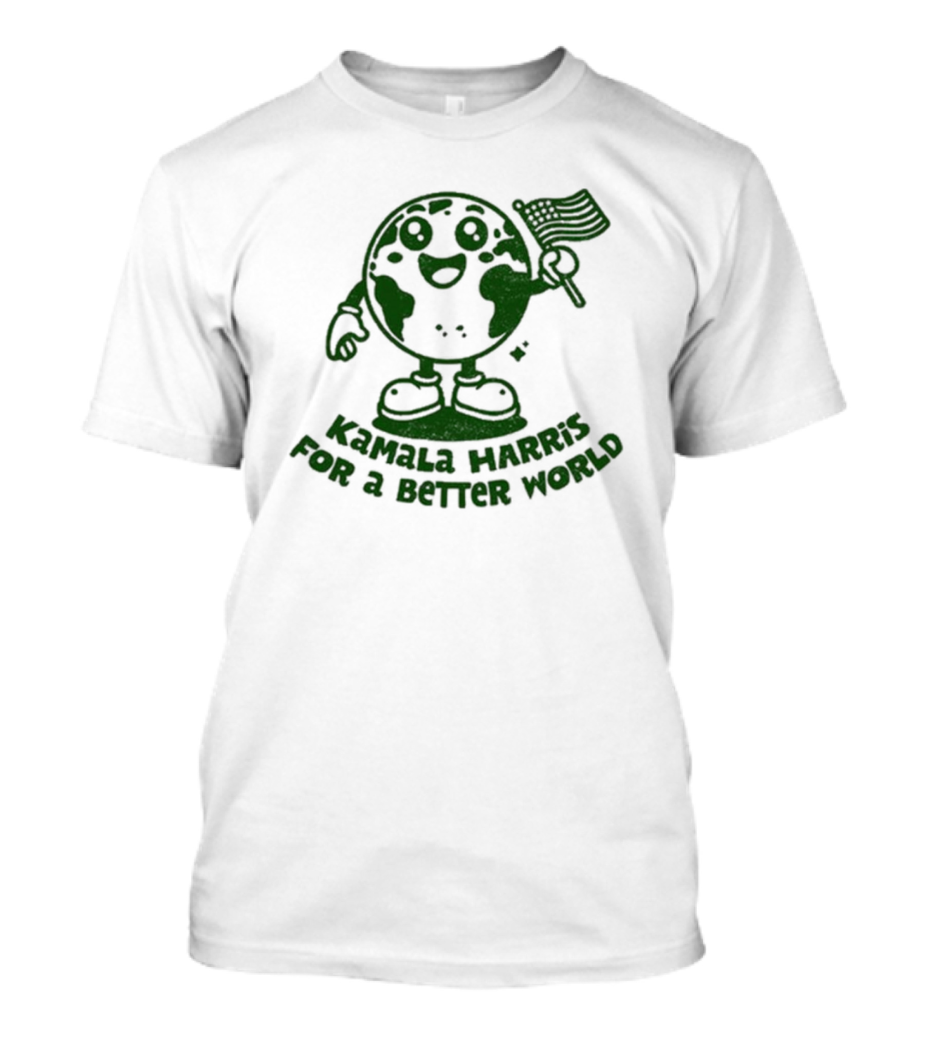 Kamala Harris For A Better World Earth Holding American Flag T-Shirt