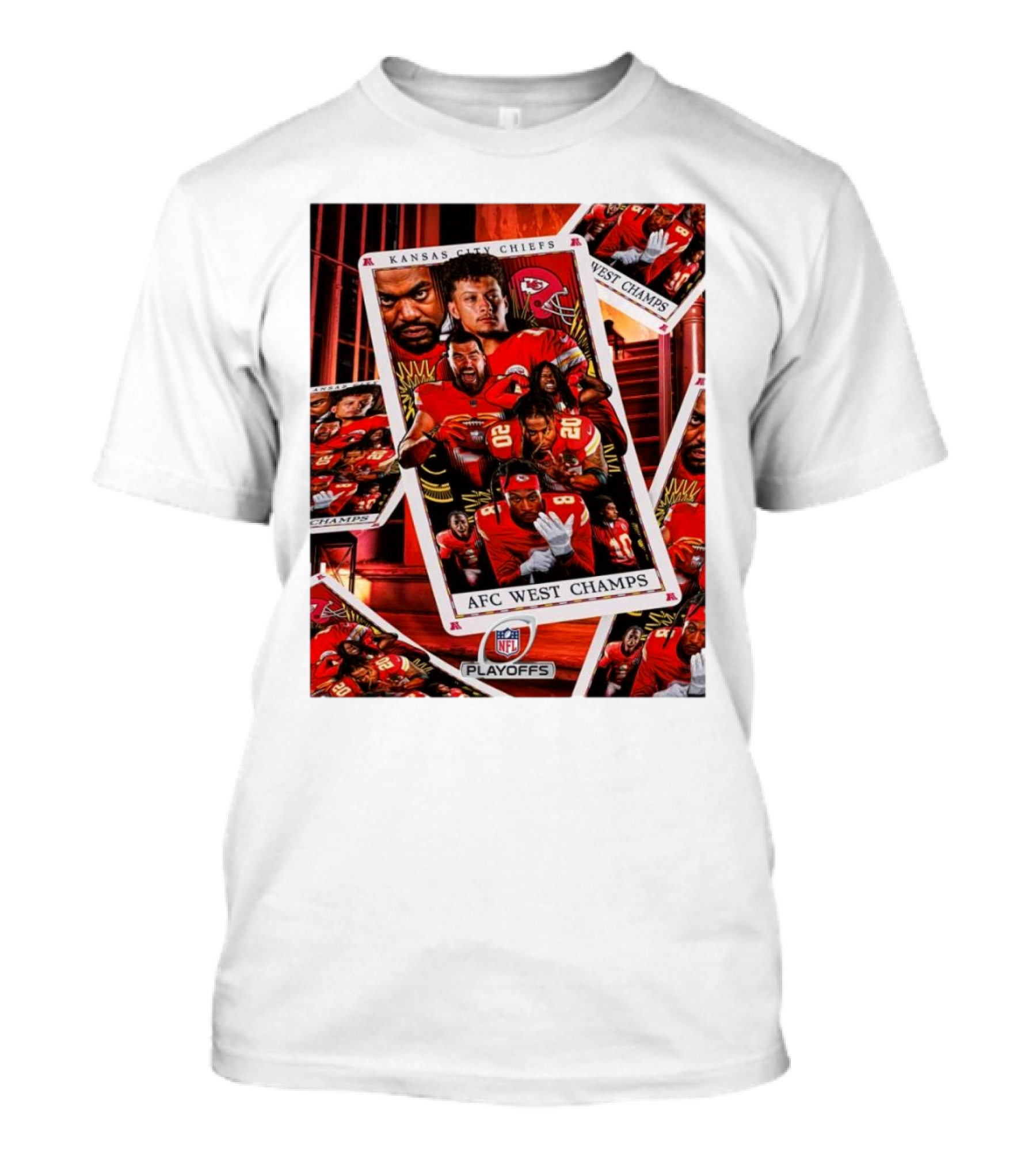 Kansas City Chiefs NFL Playoffs AFC West Champs Playing Cards Collage T-Shirt