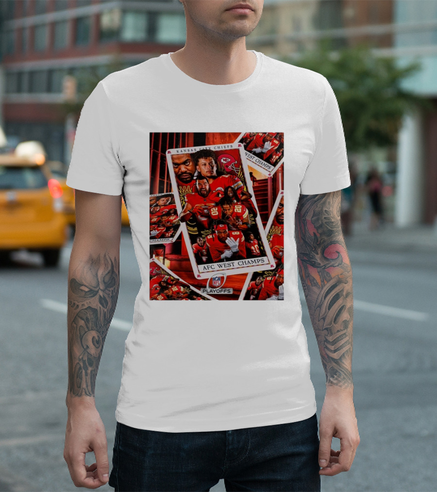 Kansas City Chiefs NFL Playoffs AFC West Champs Playing Cards Collage T-Shirt