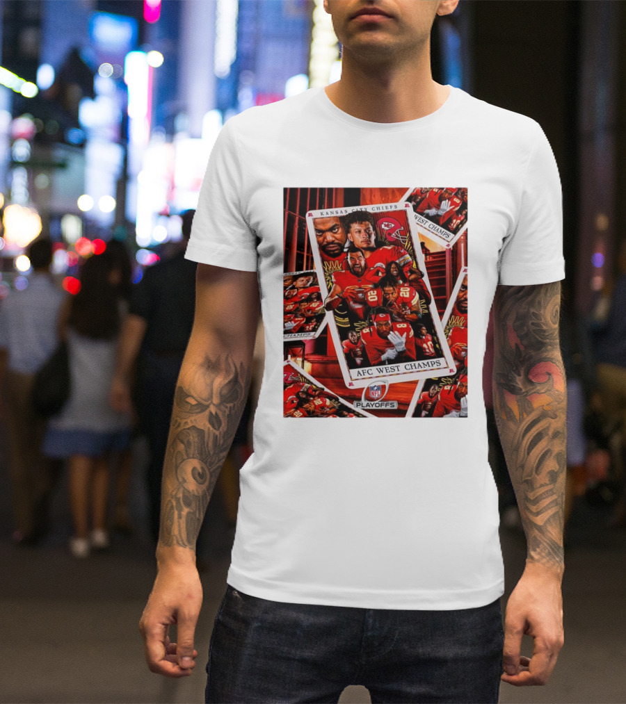 Kansas City Chiefs NFL Playoffs AFC West Champs Playing Cards Collage T-Shirt