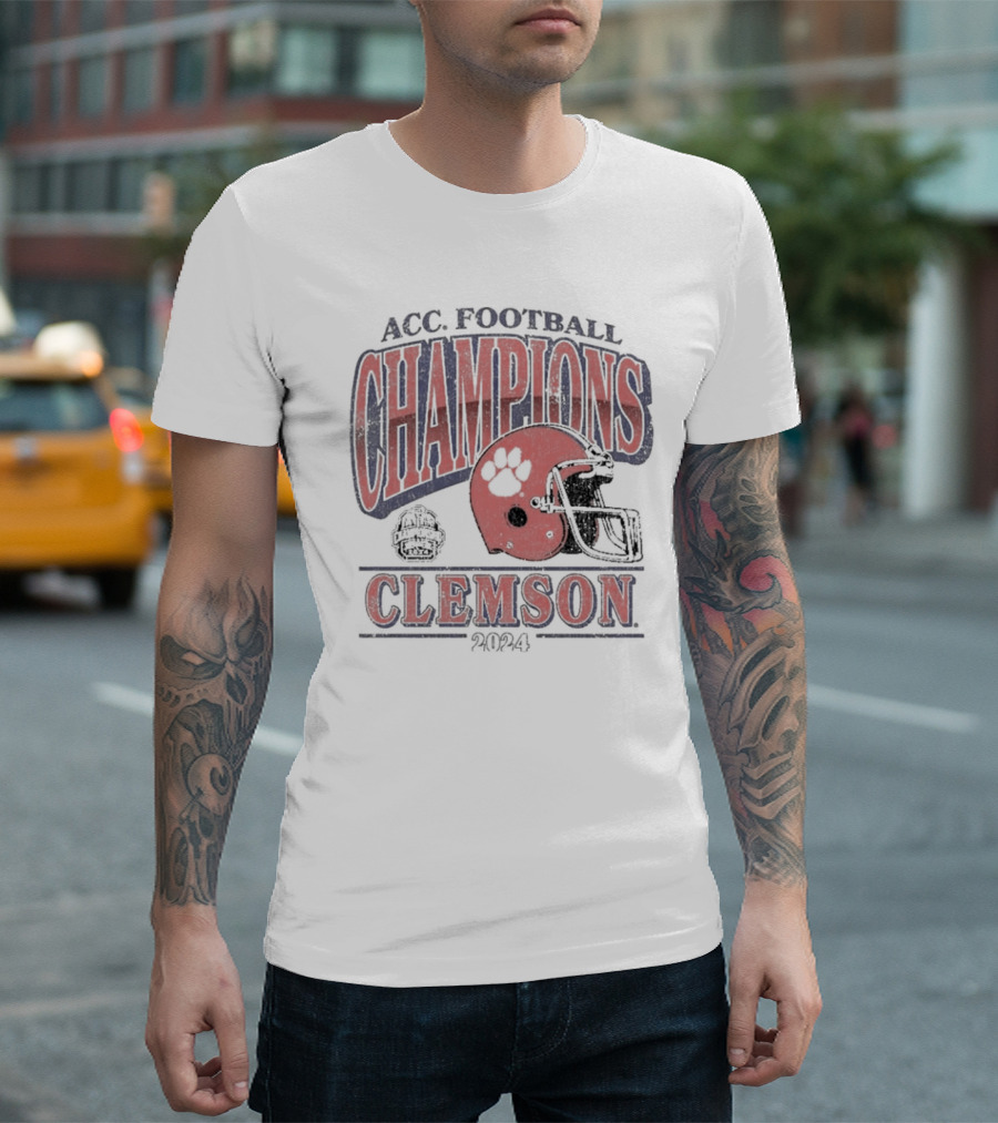 Clemson ACC Football Champions 2024 Vintage Retro Helmet T-Shirt