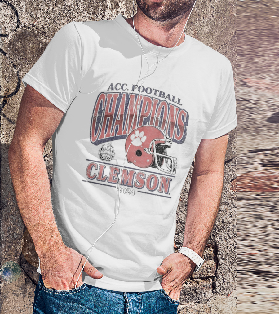 Clemson ACC Football Champions 2024 Vintage Retro Helmet T-Shirt