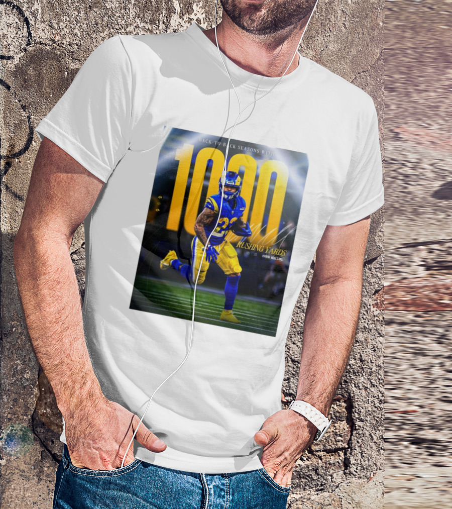 Los Angeles Rams Kyren Williams 1000 Rushing Yards Back To Back Seasons T-Shirt