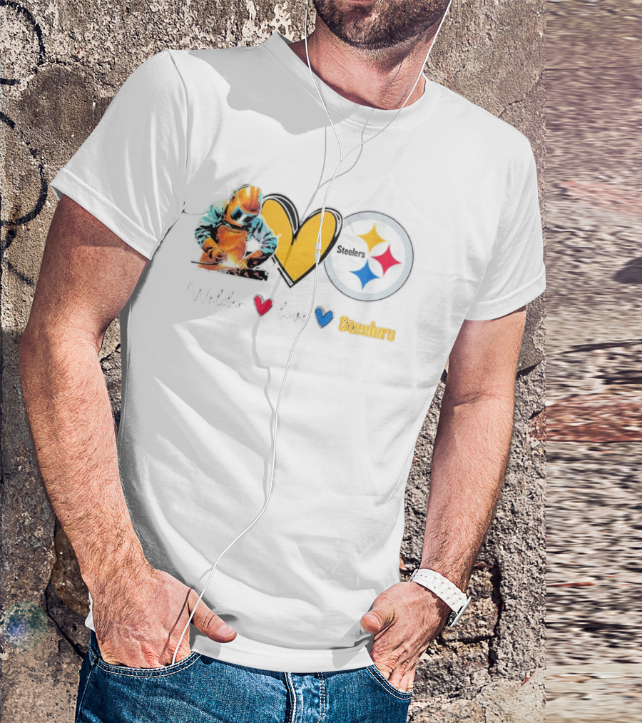 Welder Heart Love Steelers Football T-Shirt
