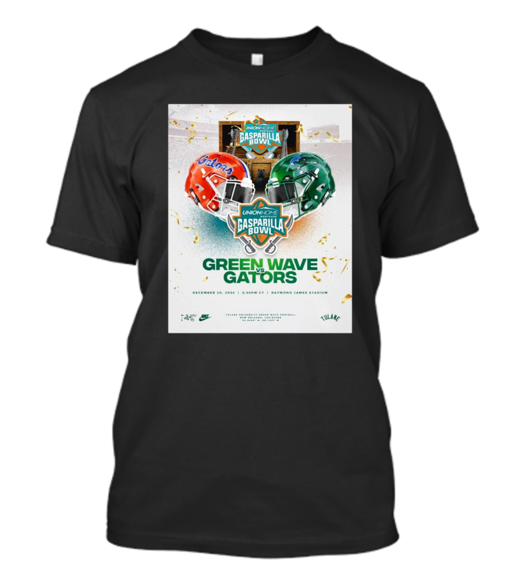 Union Home Mortgage Gasparilla Bowl Green Wave Vs Gators December 20 2024 Raymond James Stadium T-Shirt