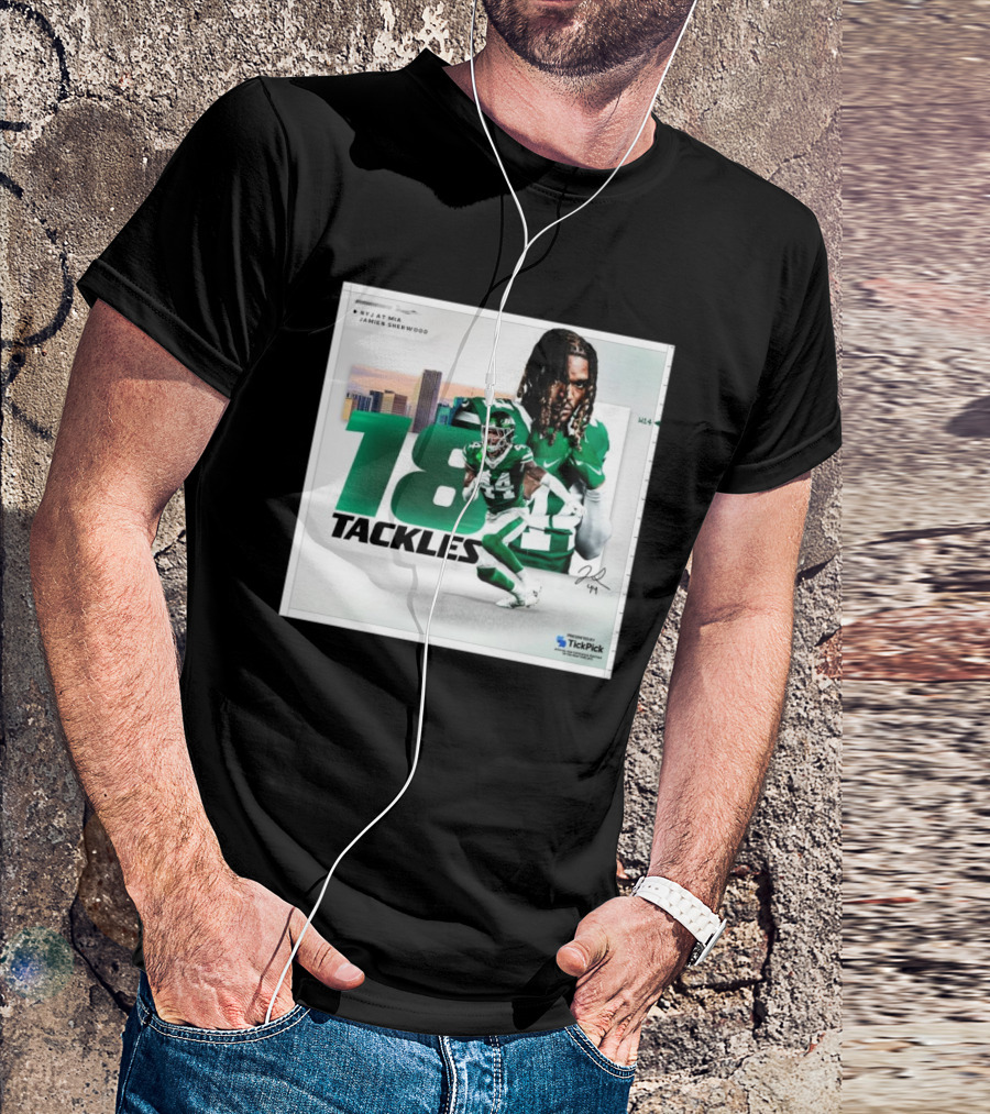 Week 14 New York Jets At Miami Dolphins Jamien Sherwood 18 Tackles Signature Performance T-Shirt