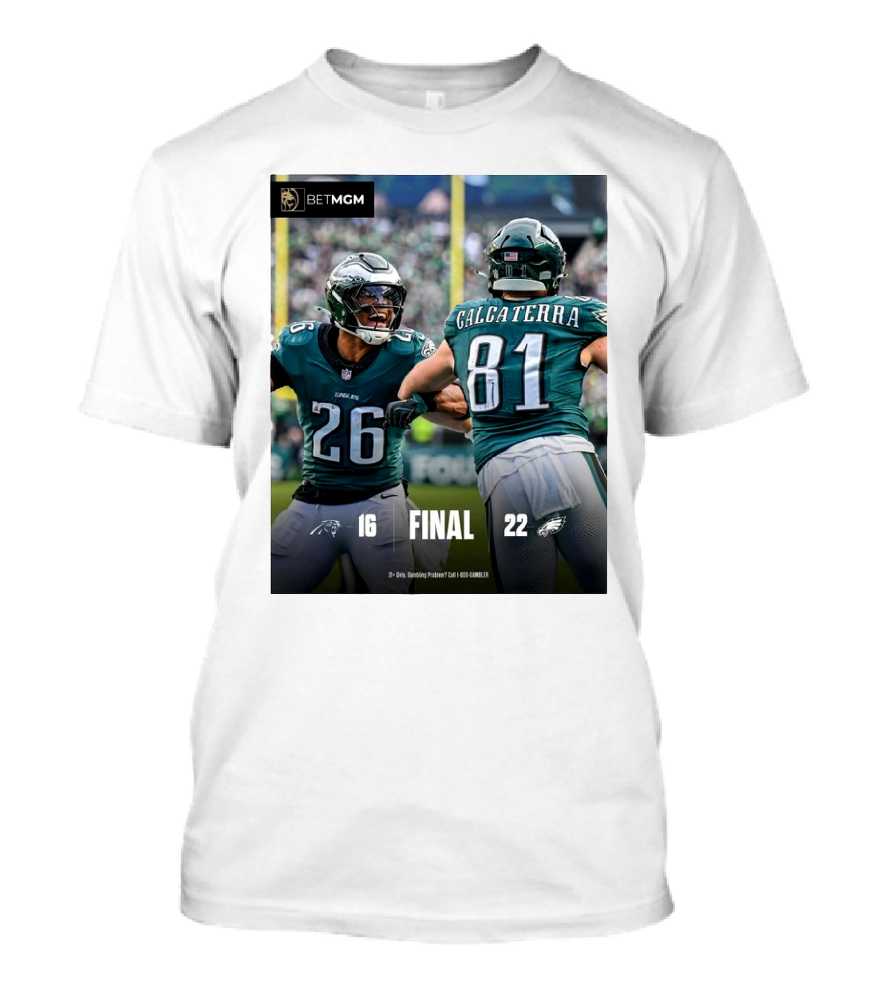 Final Score 16-22 Carolina Panthers Vs Philadelphia Eagles BetMGM T-Shirt