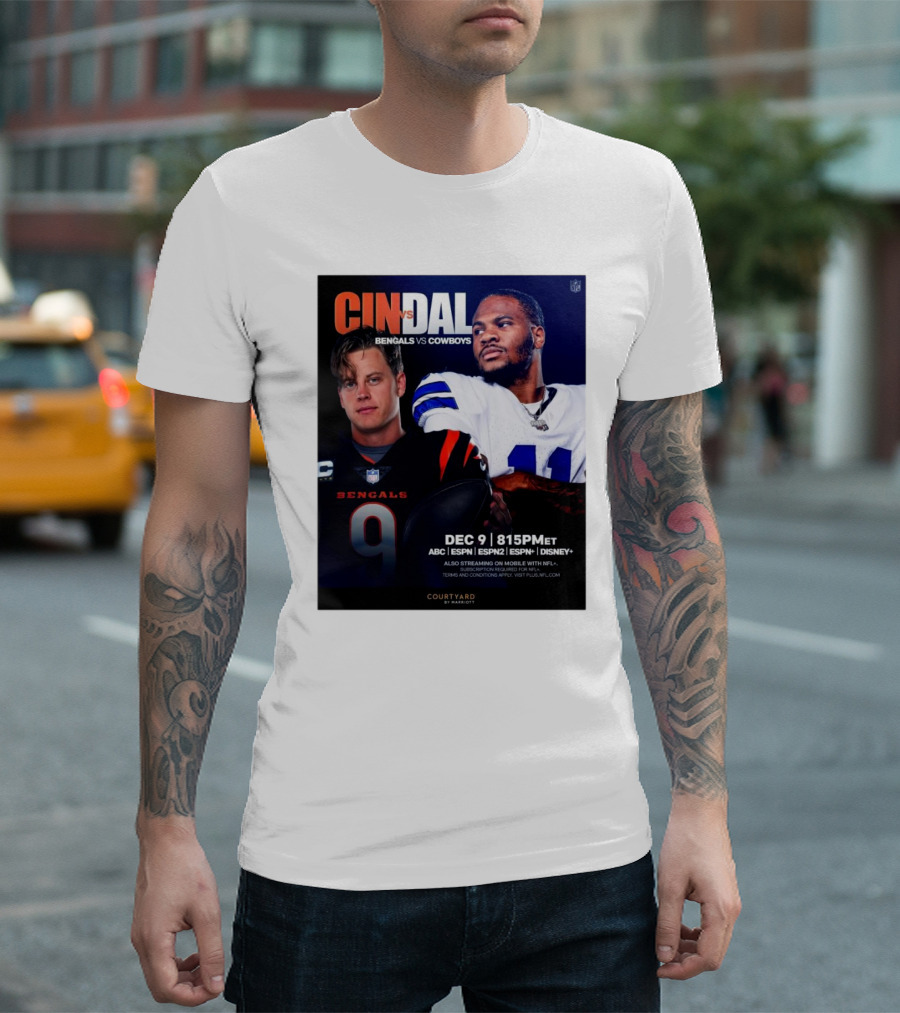 CIN vs DAL Bengals vs Cowboys December 9 2024 8:15 PM ET ABC ESPN ESPN2 ESPN+ Disney+ T-Shirt