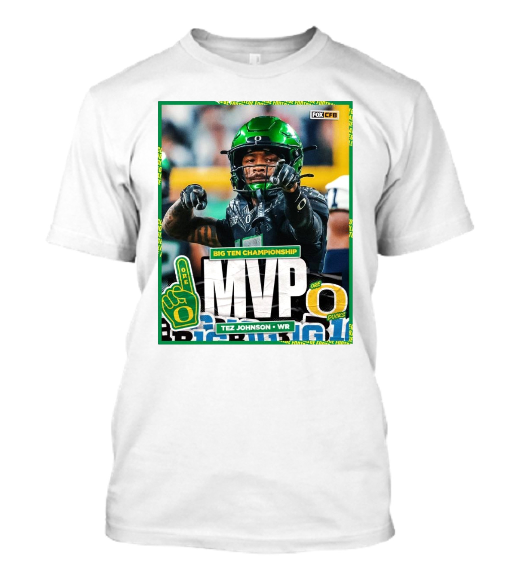 Oregon Ducks Tez Johnson WR Big Ten Championship MVP Football Gesture T-Shirt