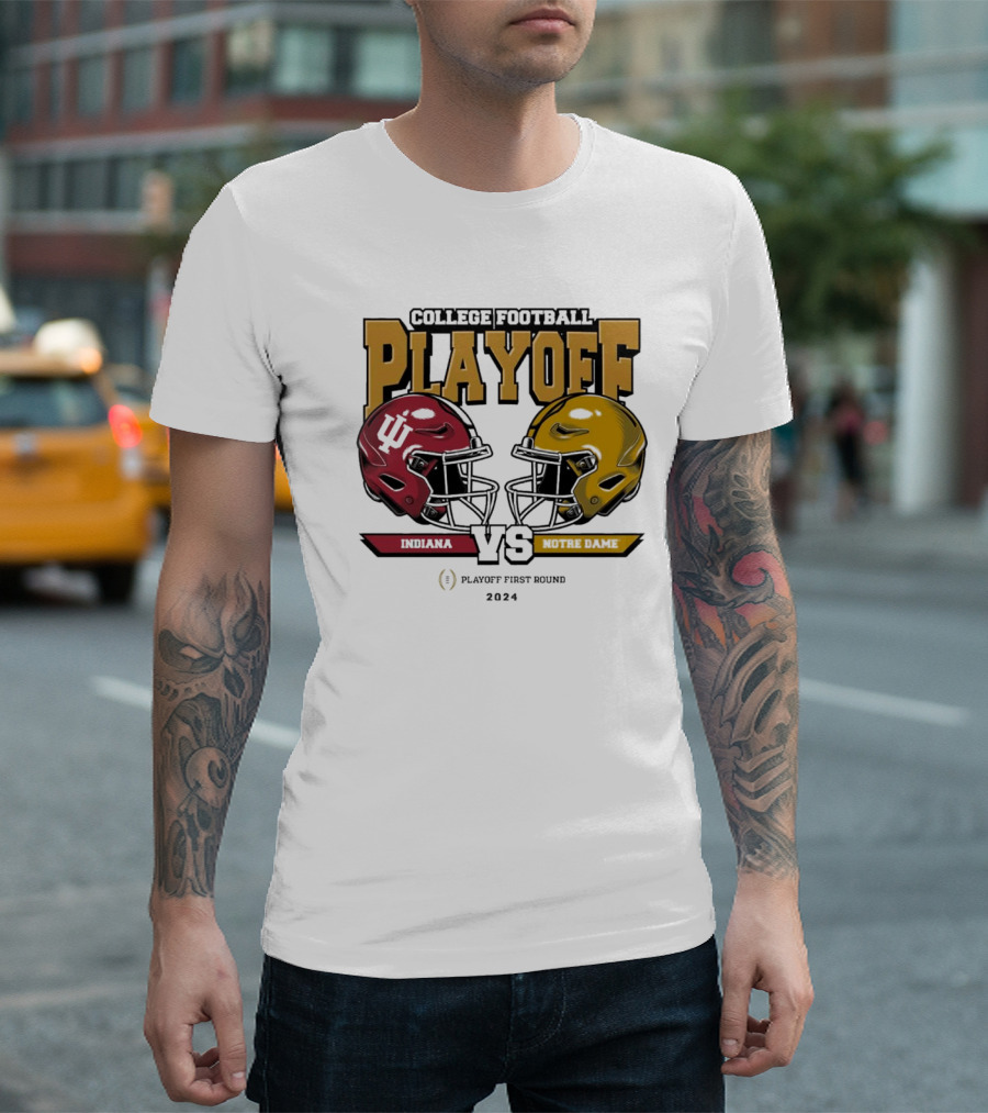 Indiana Hoosiers Vs Notre Dame Fighting Irish College Football Playoff 2024 First Round Showdown T-Shirt