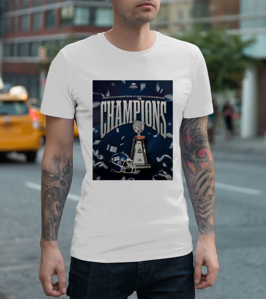 Jackson State University 2024 Southwestern Athletic Conference Champions Football Trophy Helmet T-Shirt