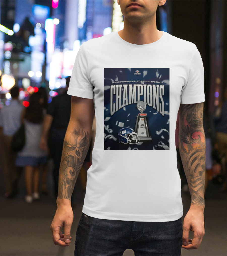 Jackson State University 2024 Southwestern Athletic Conference Champions Football Trophy Helmet T-Shirt