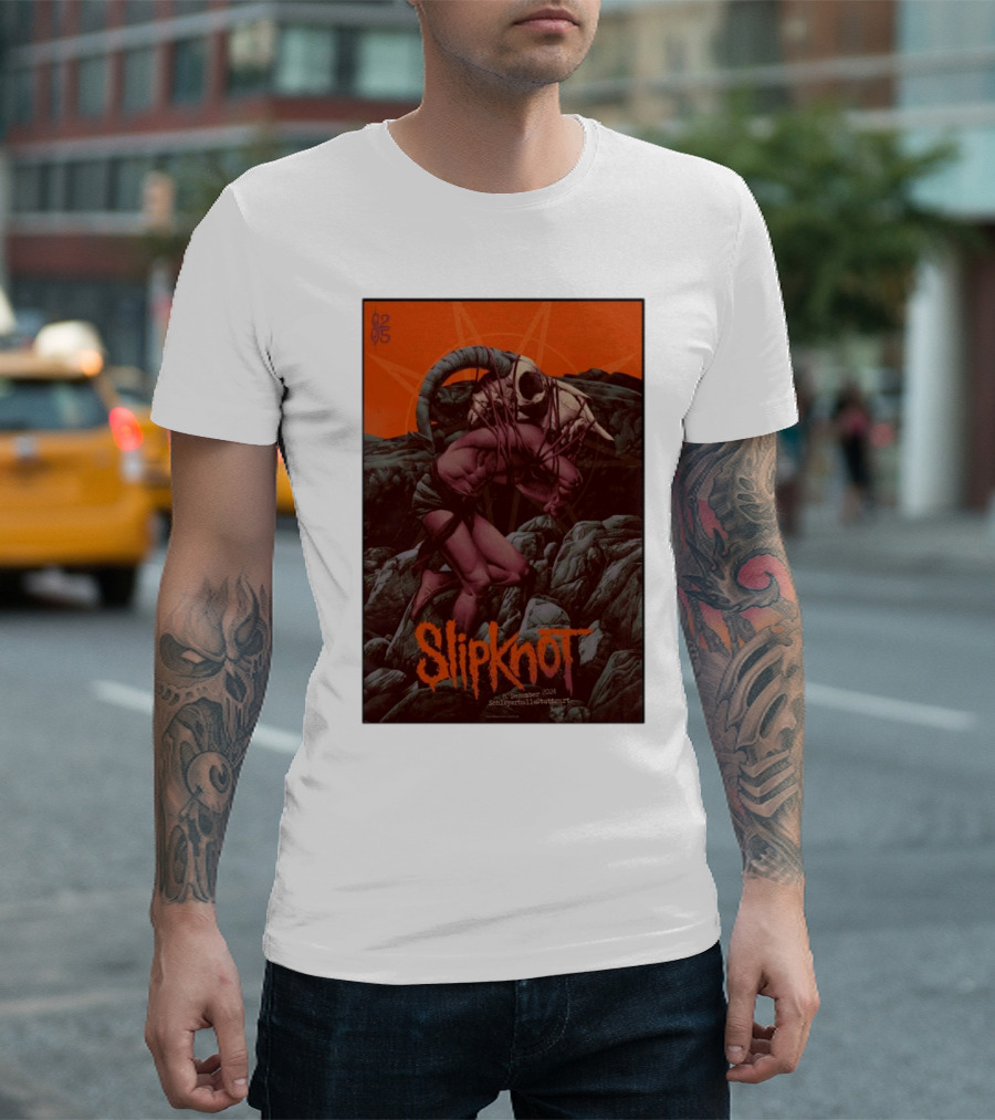 Slipknot December 8 2024 Schleyerhalle Stuttgart Germany Concert Poster with Goat Head T-Shirt