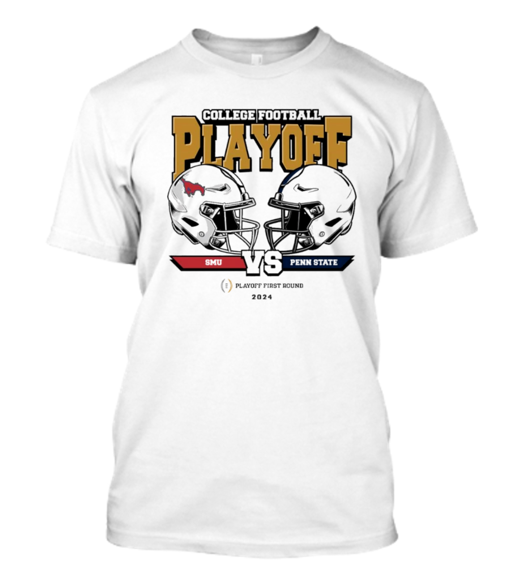 College Football Playoff First Round 2024 SMU Mustangs Vs Penn State Nittany Lions Helmet Matchup T-Shirt