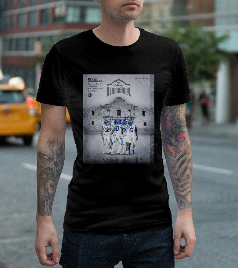 BYU Cougars Vs Colorado Buffaloes Alamo Bowl Saturday December 28 San Antonio Texas Valero AlamoBowl 6:36 PM CT T-Shirt