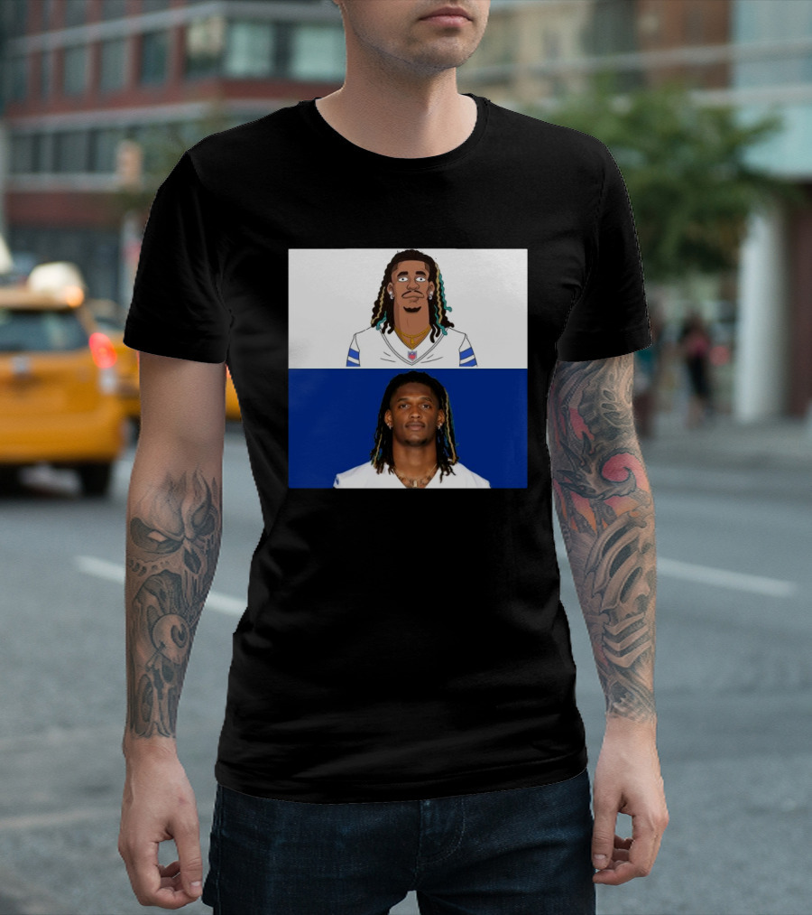 CeeDee Lamb Dallas Cowboys Meet The Simpsons NFL Mashup Drawing T-Shirt