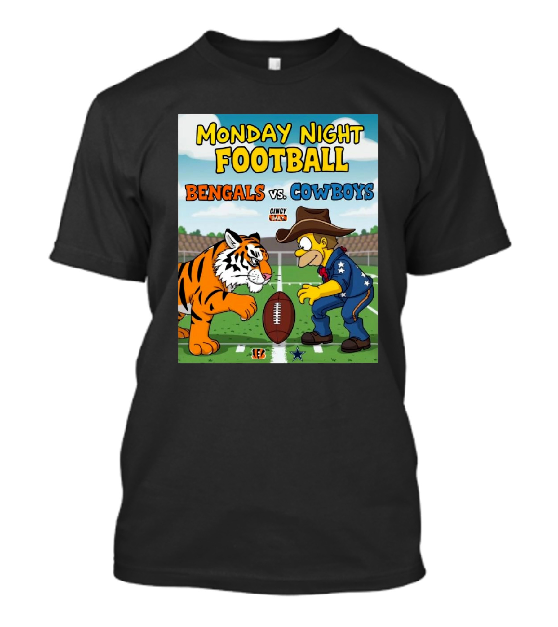 Monday Night Football Bengals Vs Cowboys The Simpsons Cincy Daily T-Shirt