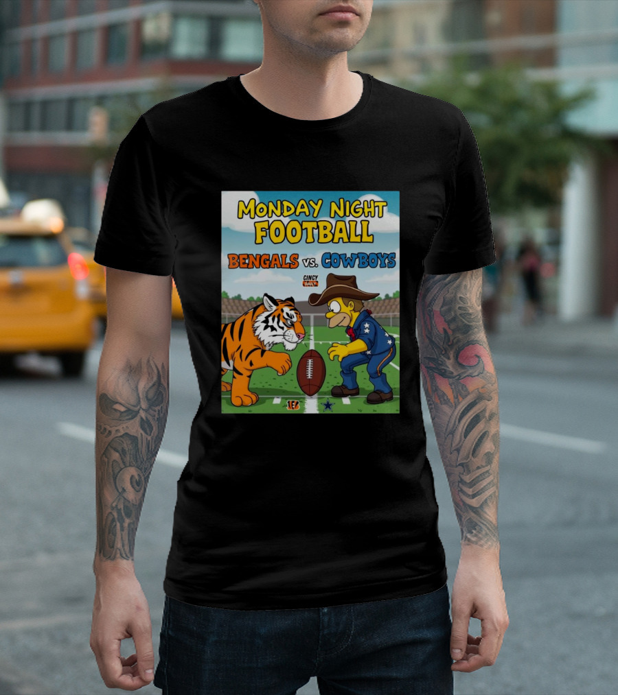 Monday Night Football Bengals Vs Cowboys The Simpsons Cincy Daily T-Shirt