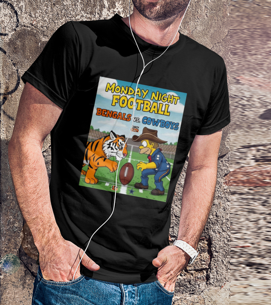 Monday Night Football Bengals Vs Cowboys The Simpsons Cincy Daily T-Shirt