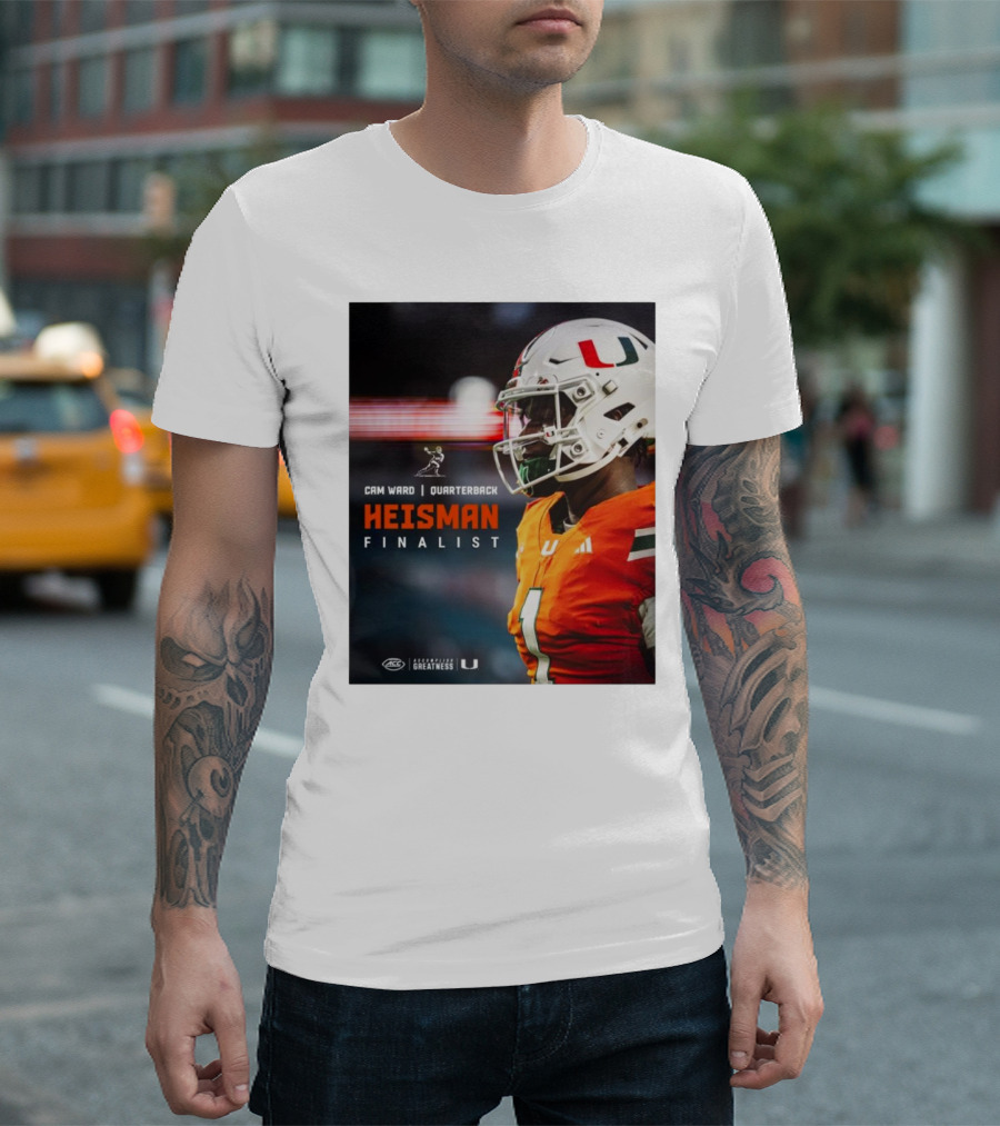 Cam Ward Quarterback Miami Hurricanes Heisman Finalist T-Shirt
