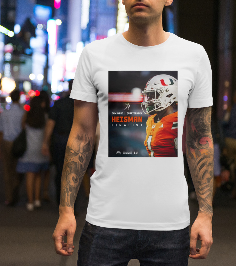 Cam Ward Quarterback Miami Hurricanes Heisman Finalist T-Shirt