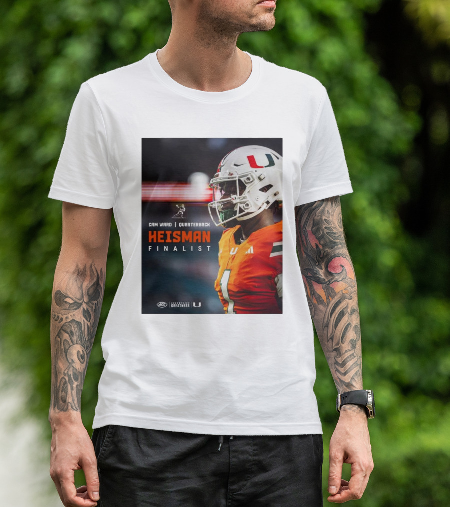Cam Ward Quarterback Miami Hurricanes Heisman Finalist T-Shirt