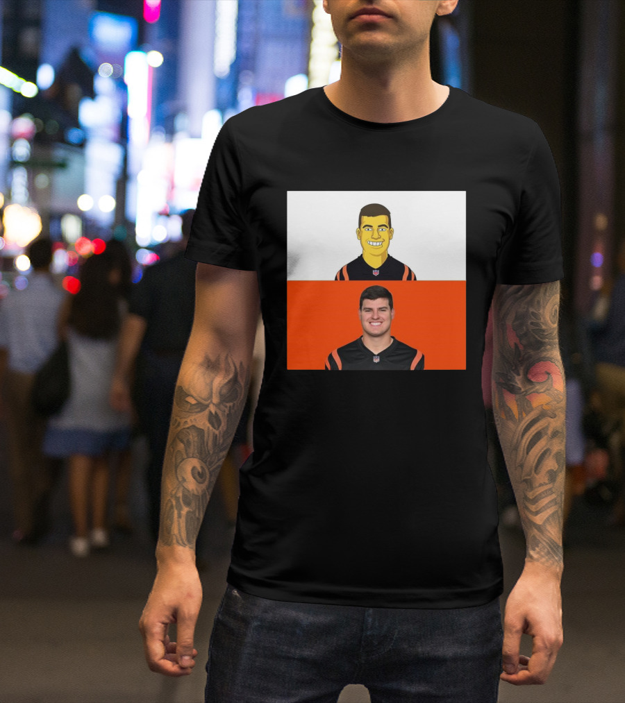 The Simpsons And Cincinnati Bengals Trey Hendrickson NFL Crossover T-Shirt