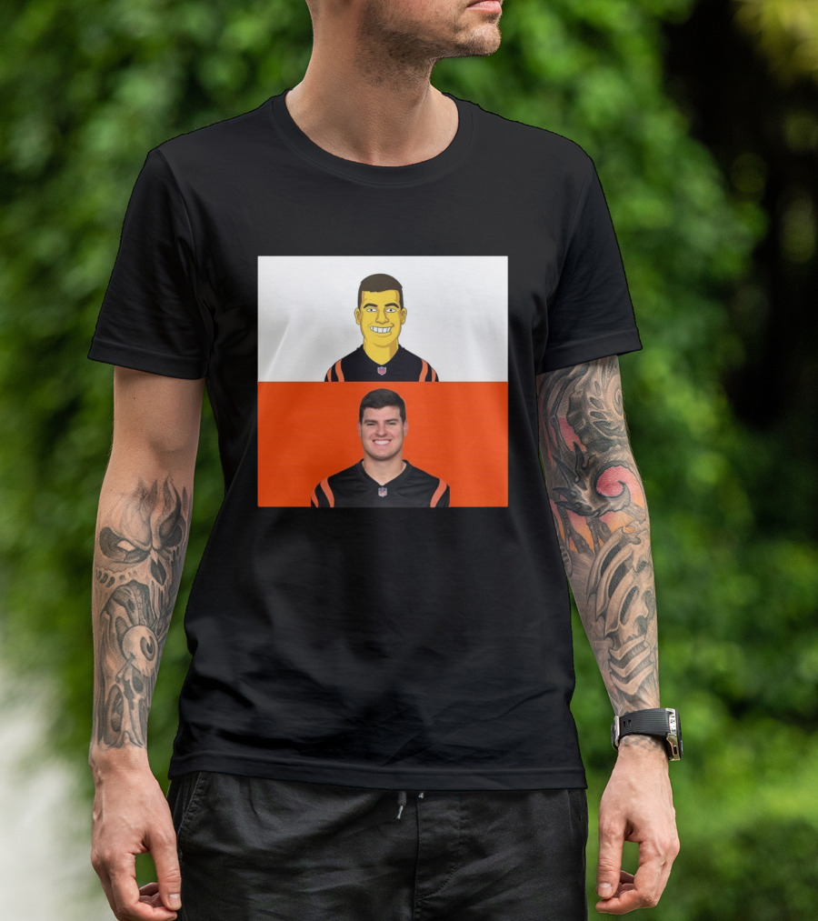 The Simpsons And Cincinnati Bengals Trey Hendrickson NFL Crossover T-Shirt