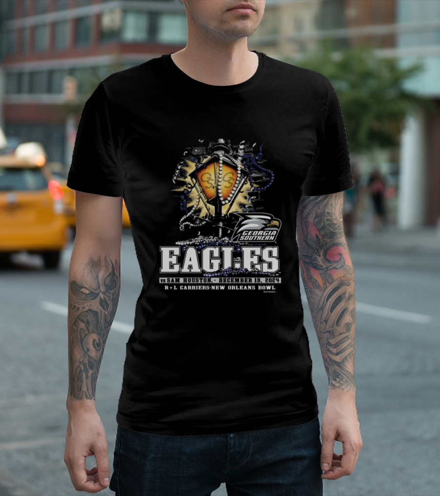 Georgia Southern Eagles Vs Sam Houston December 19 2024 R+L Carriers New Orleans Bowl Football Matchup T-Shirt
