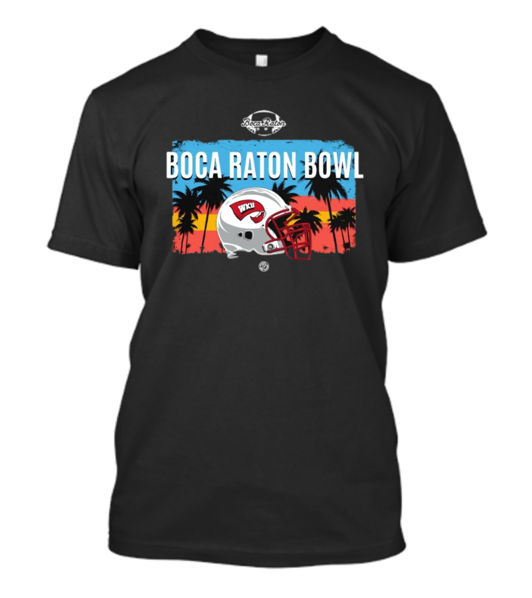 Boca Raton Bowl WKU Western Kentucky Hilltoppers Helmet Palms Sunset T-Shirt
