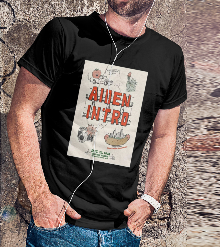 Aiden Intro Tour Start Minneapolis Green Room Dec 27 2024 Spreadin’ The News T-Shirt