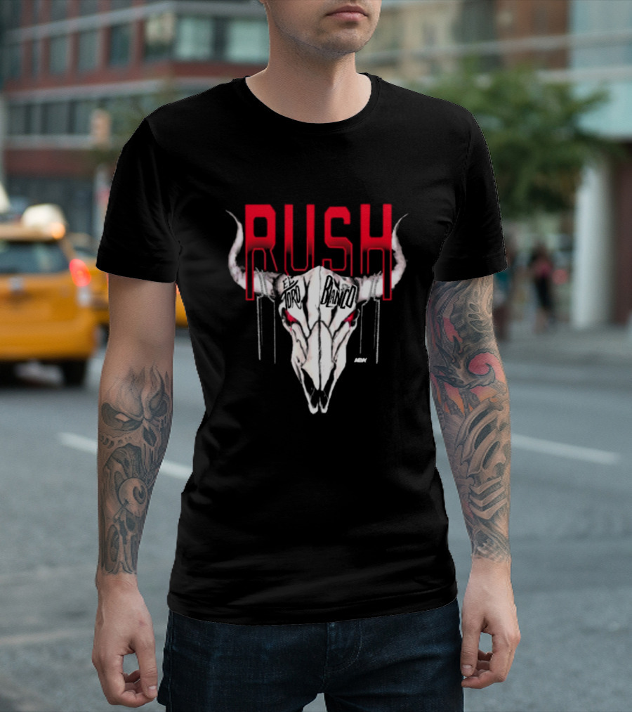 Rush El Toro Blanco AEW Skull With Red Eyes T-Shirt