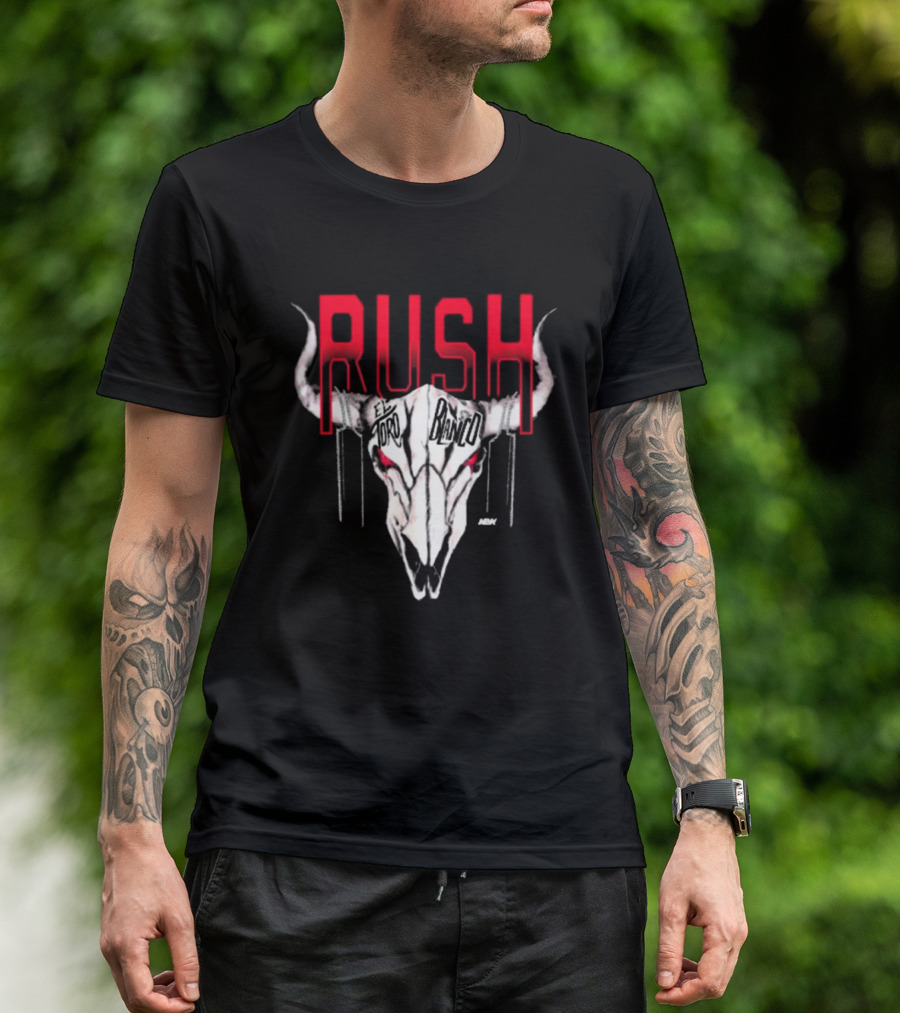 Rush El Toro Blanco AEW Skull With Red Eyes T-Shirt