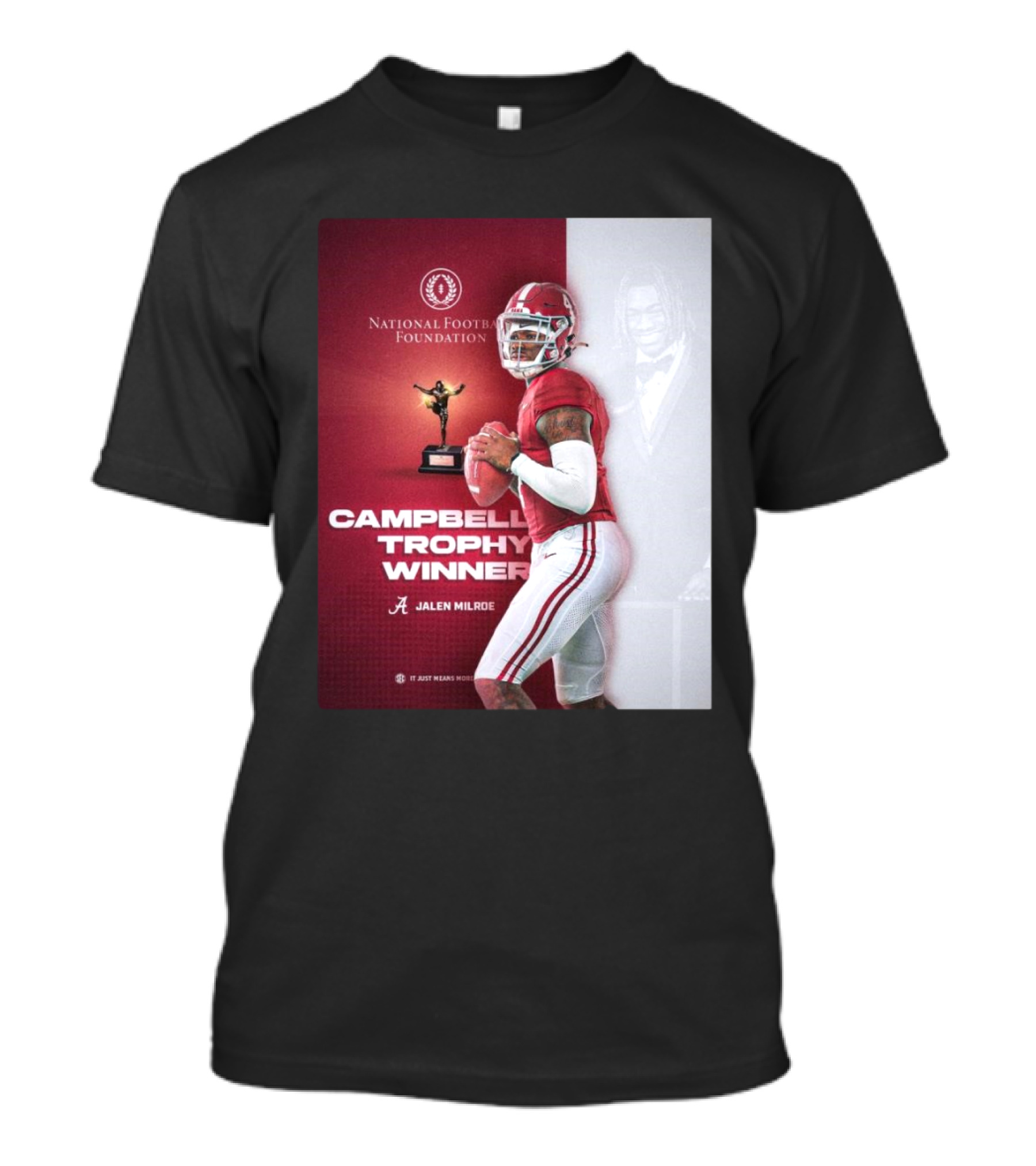 Jalen Milroe Campbell Trophy Winner National Football Foundation Alabama Crimson Tide T-Shirt