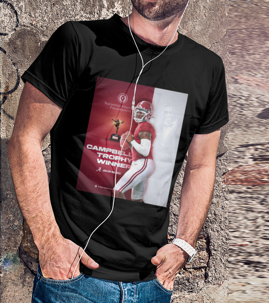 Jalen Milroe Campbell Trophy Winner National Football Foundation Alabama Crimson Tide T-Shirt