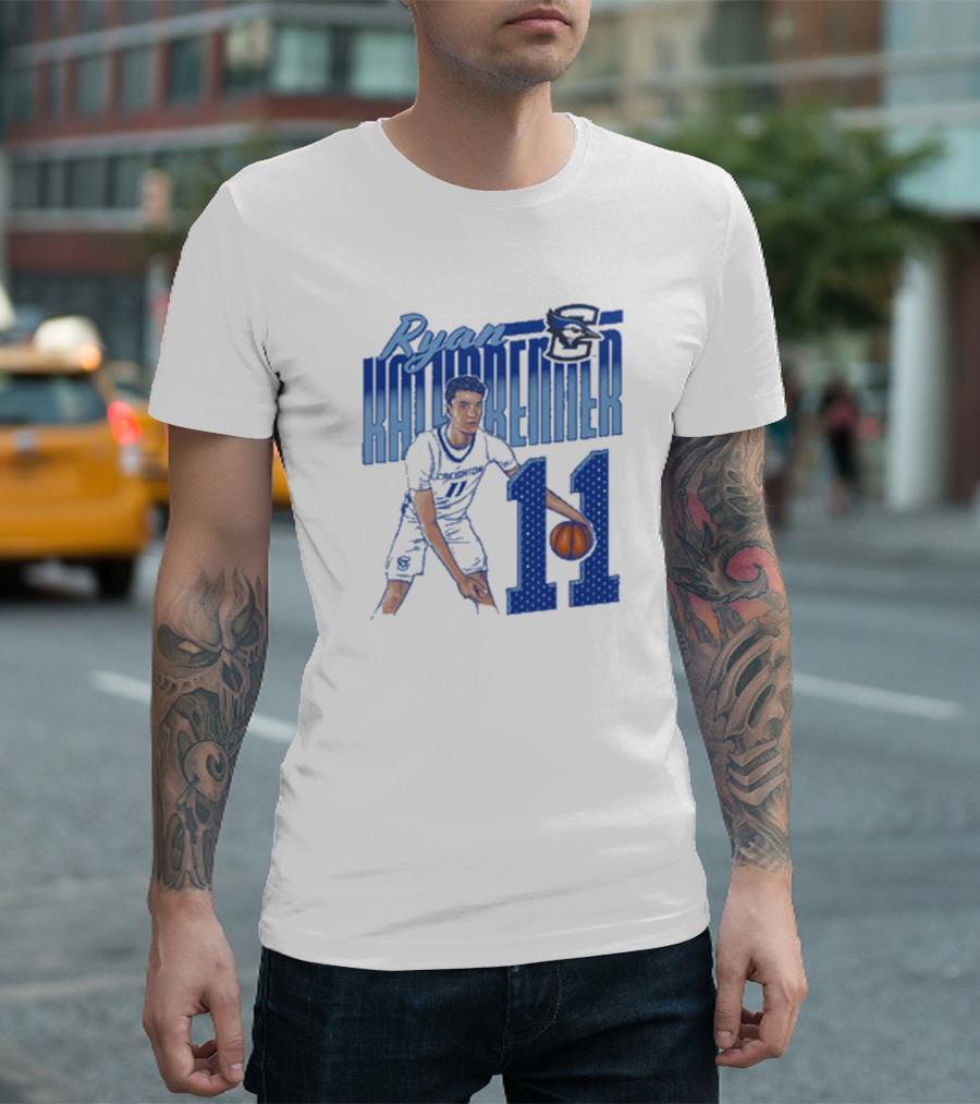 Ryan Kalkbrenner Creighton Bluejays Number 11 Cartoon Big East Conference T-Shirt