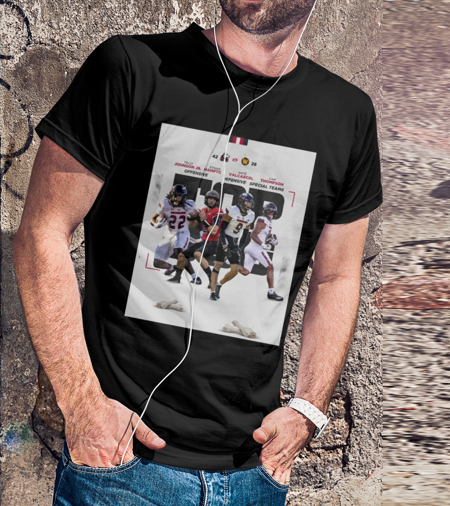 Northern Illinois Huskies Vs Western Michigan Broncos 42-28 Telly Johnson Jr Ethan Hampton Nate Valcarcel Cam Thompson Offensive Defensive Special Teams T-Shirt
