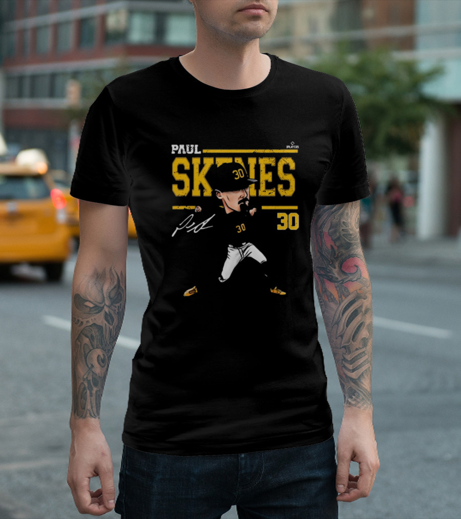 PAUL SKENES #30 PLAYERS PITTSBURGH CARTOON SIGNATURE T-Shirt