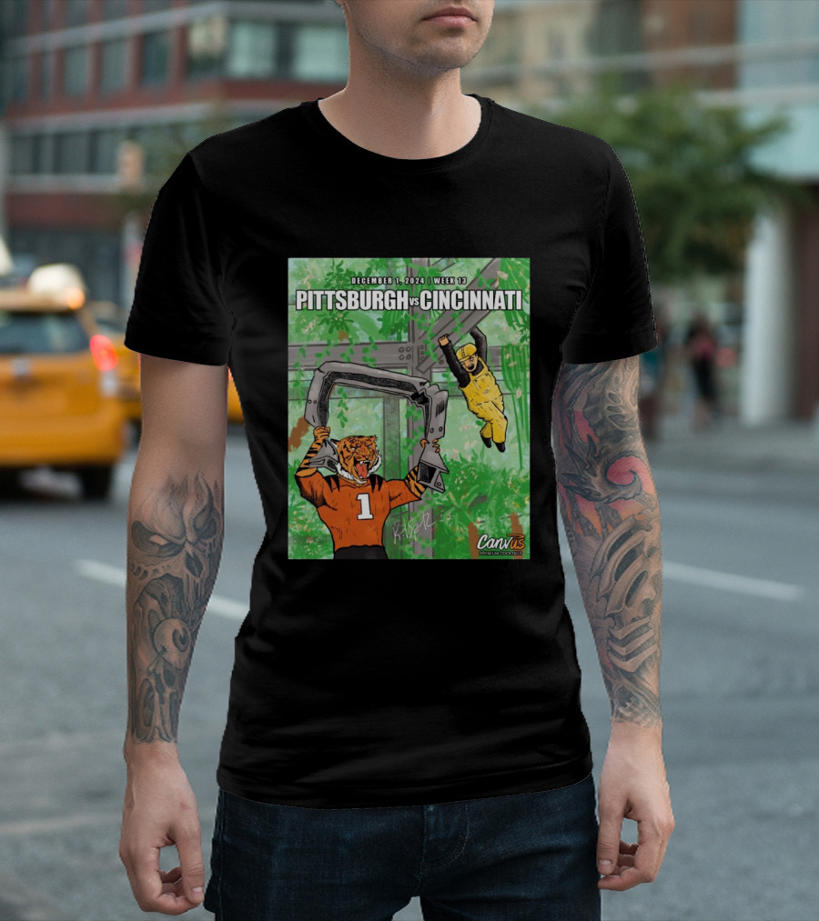 December 1 2024 Week 13 Pittsburgh vs Cincinnati Rivalry Canvus Collection T-Shirt