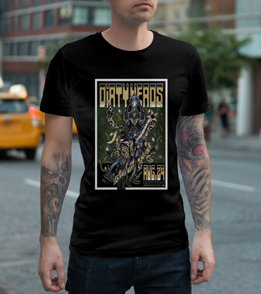 Dirty Heads Aug 29 2024 Germania Insurance Amphitheater Austin TX Alien Guitarist T-Shirt