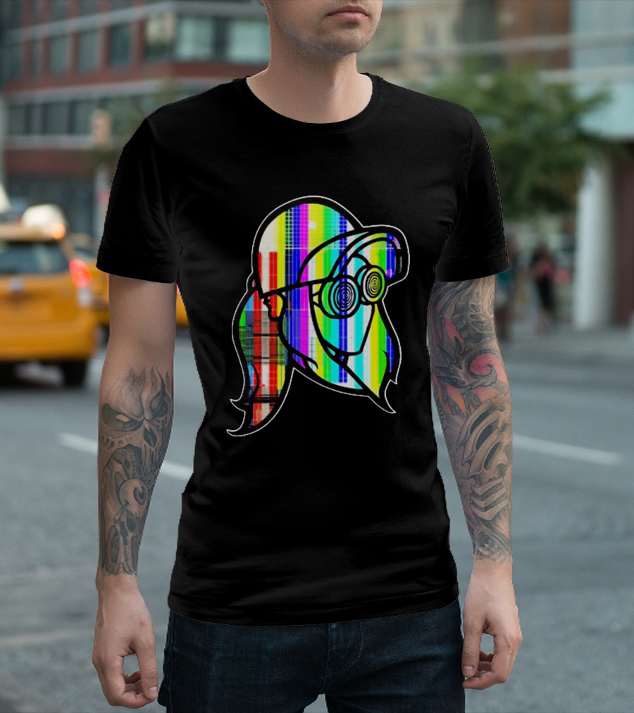 Rezz Rezz Silence 2024 Psychedelic Character with Colorful Stripes and Circular Glasses T-Shirt
