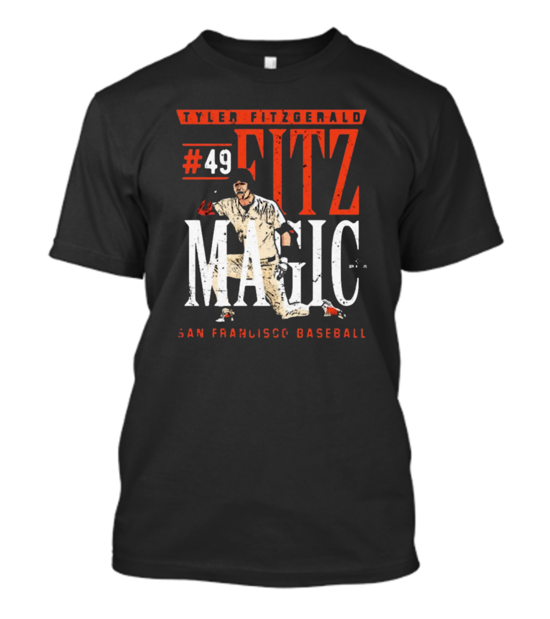 Tyler Fitzgerald #49 San Francisco Baseball Fitz Magic Vintage Player Action T-Shirt